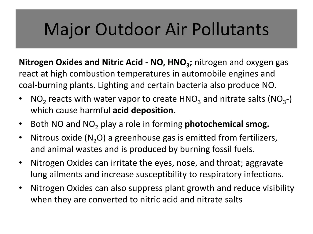 major outdoor air pollutants 1