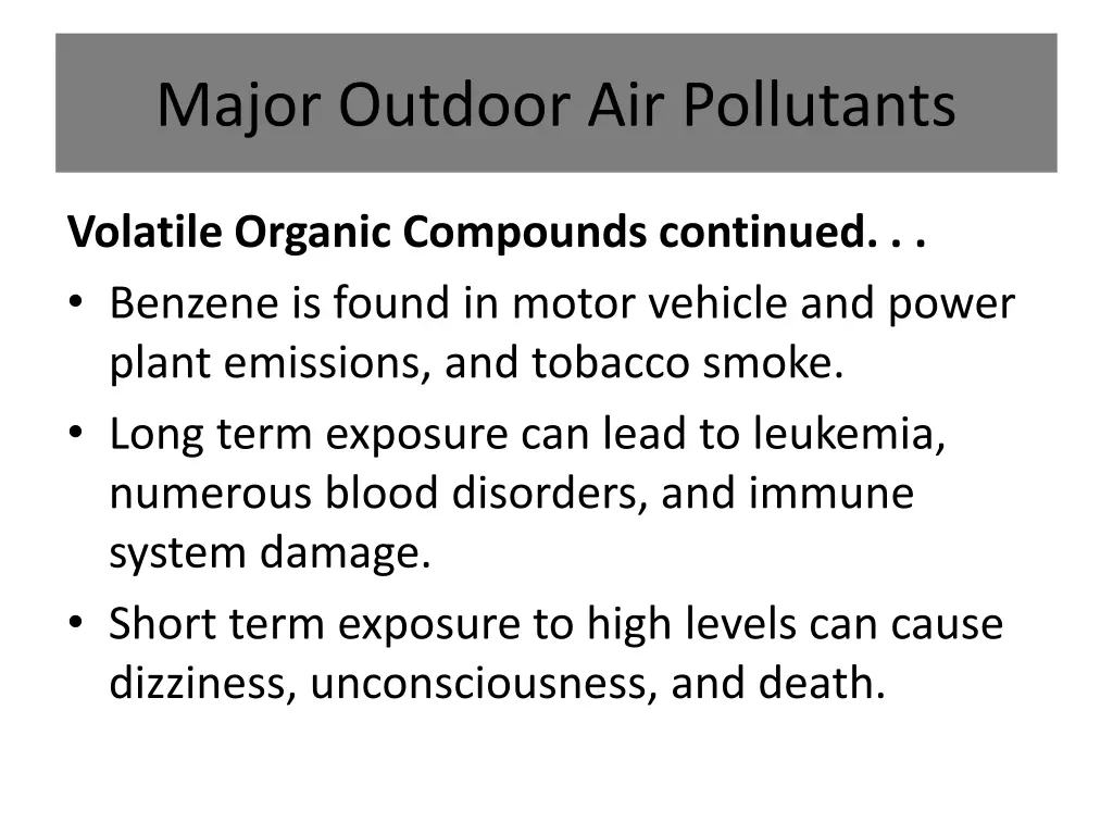 major outdoor air pollutants 4