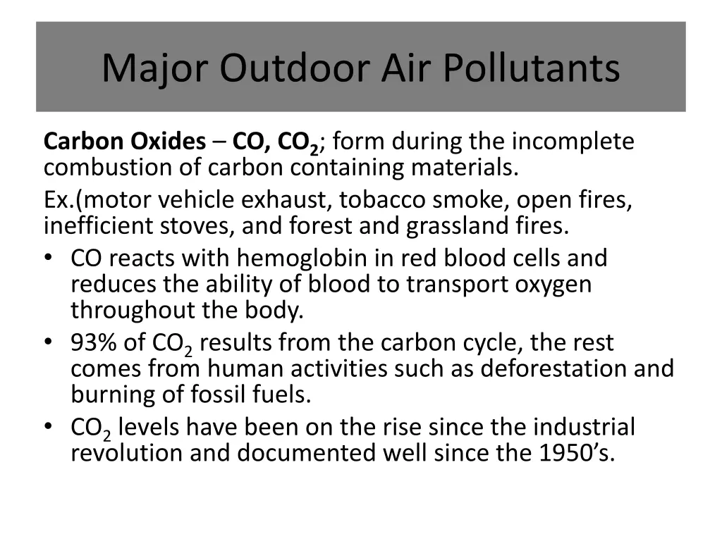 major outdoor air pollutants