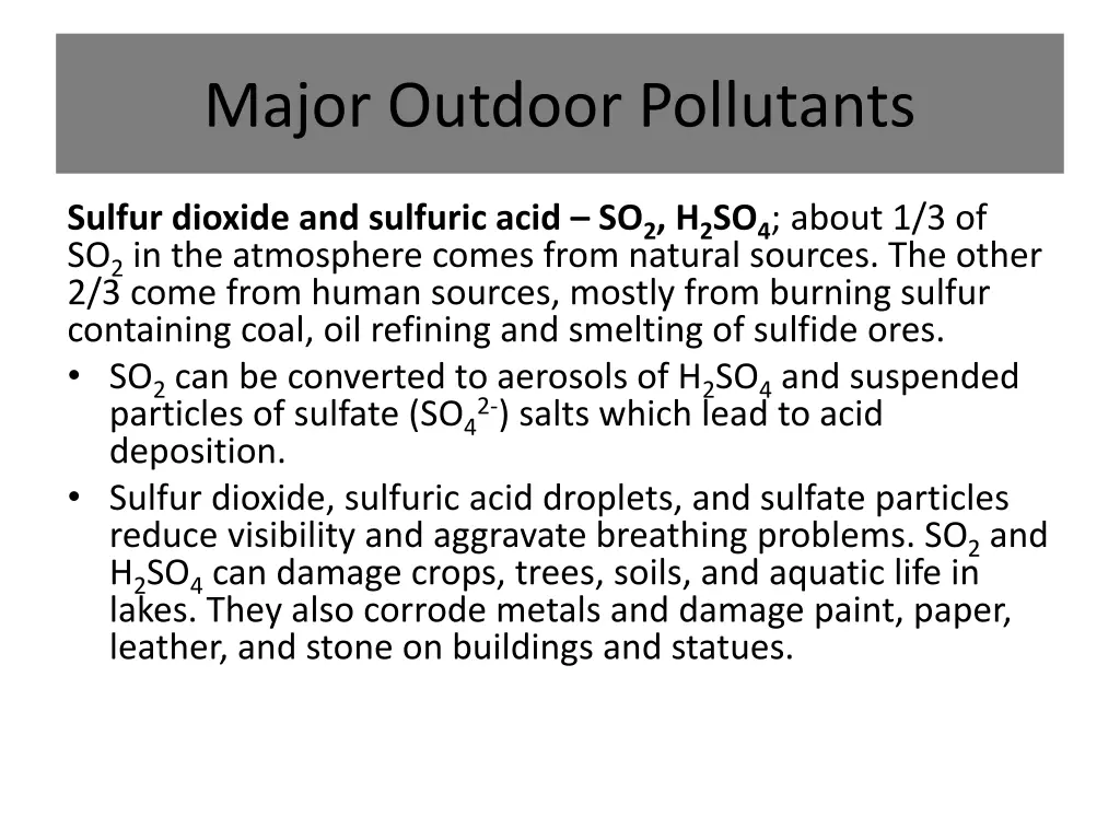 major outdoor pollutants