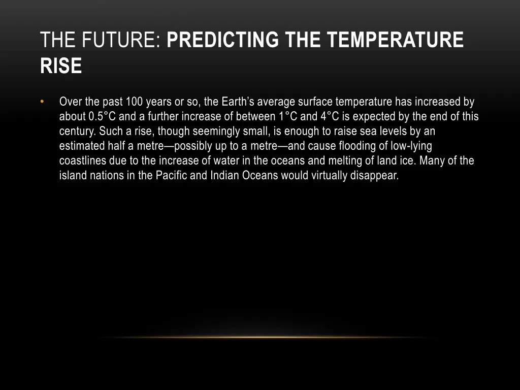 the future predicting the temperature rise