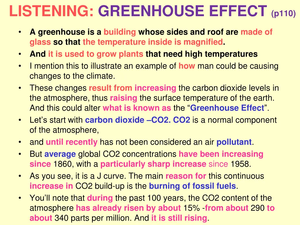 listening greenhouse effect p110