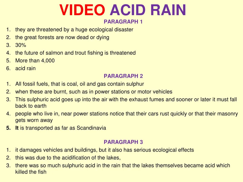 video acid rain paragraph 1 1 they are threatened