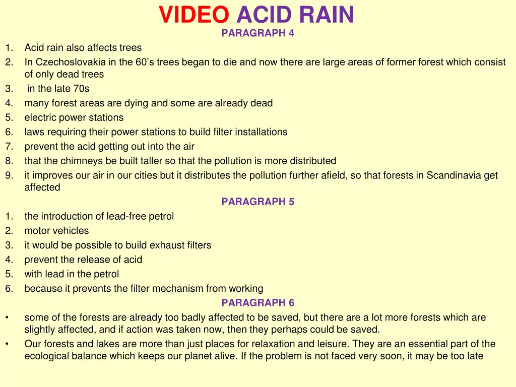 video acid rain paragraph 4 1