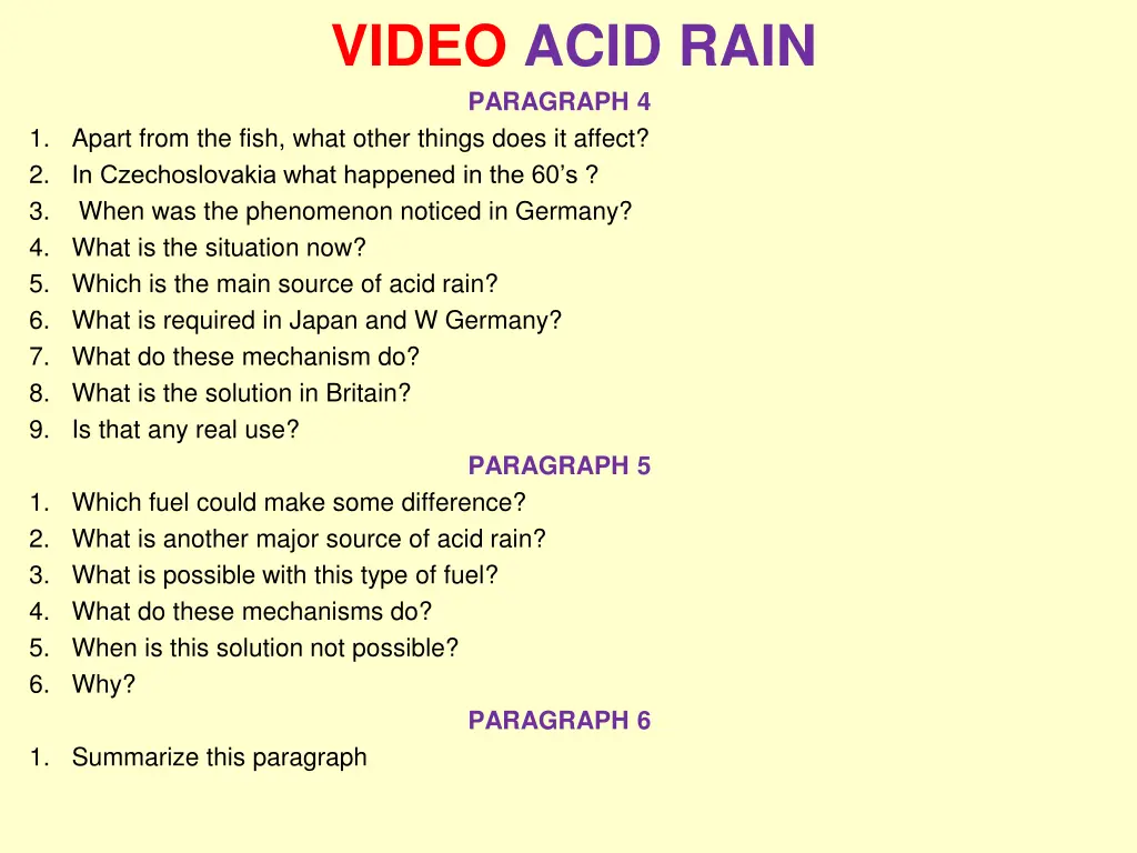 video acid rain paragraph 4