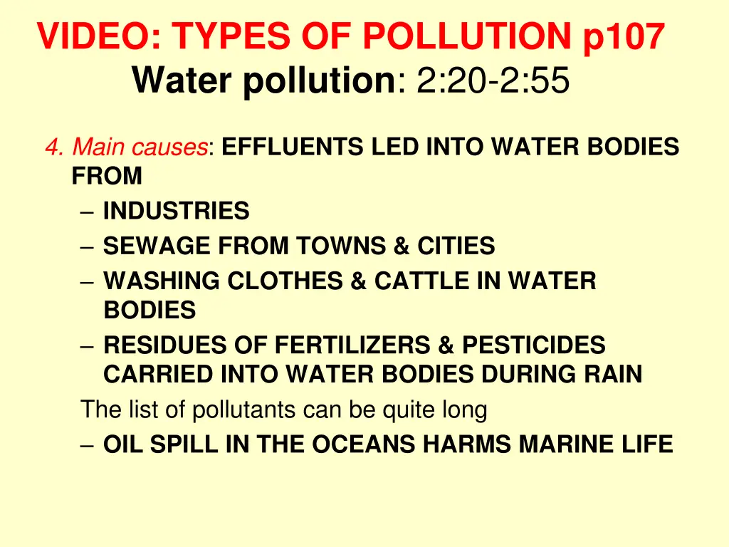 video types of pollution p107 water pollution