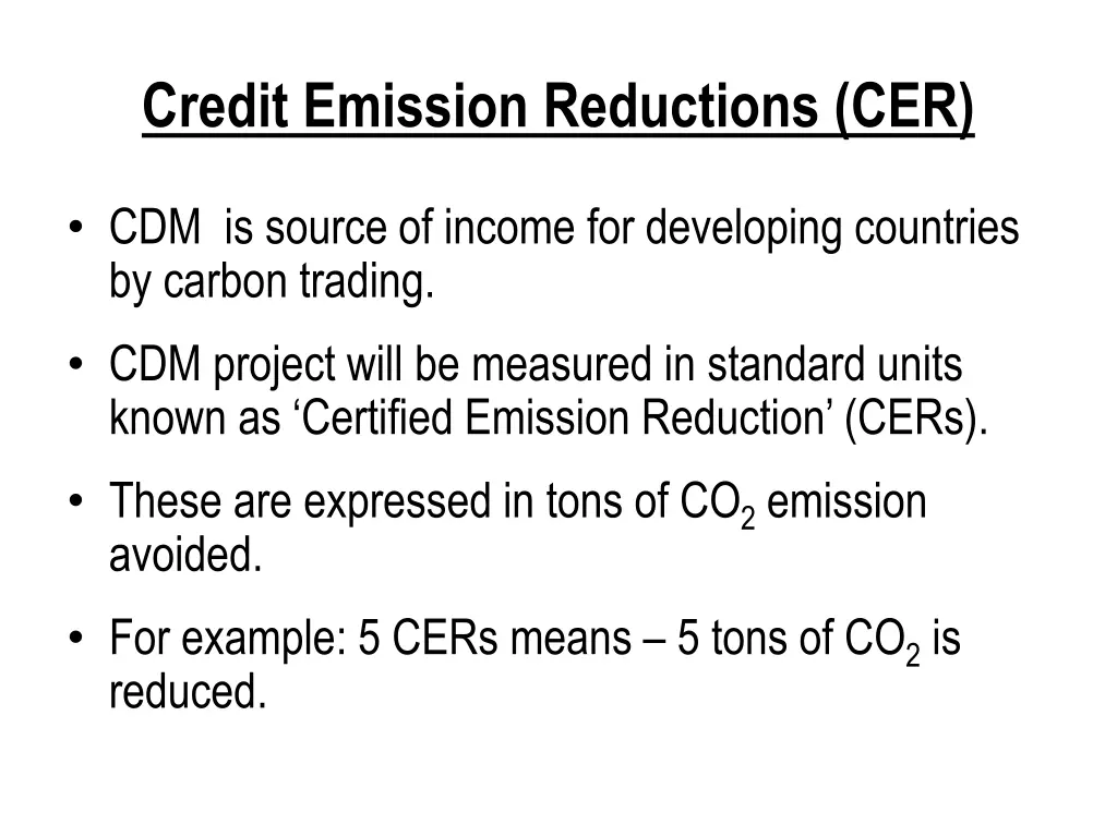 credit emission reductions cer