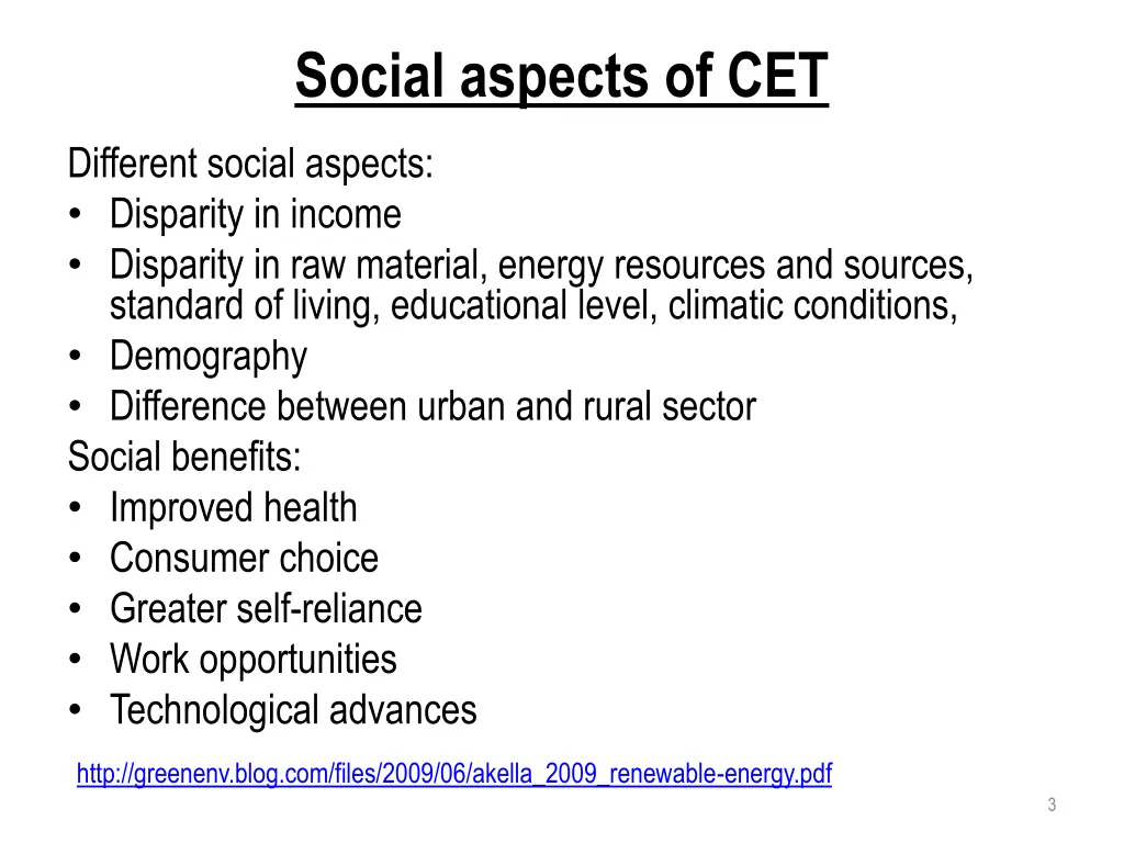 social aspects of cet