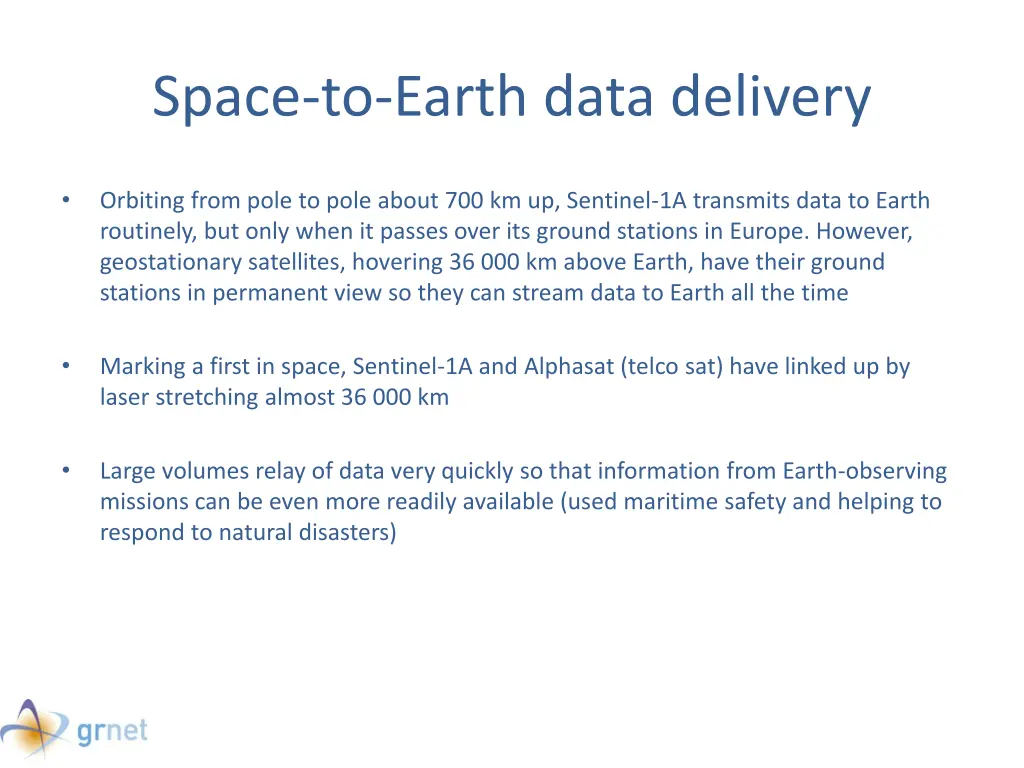 space to earth data delivery