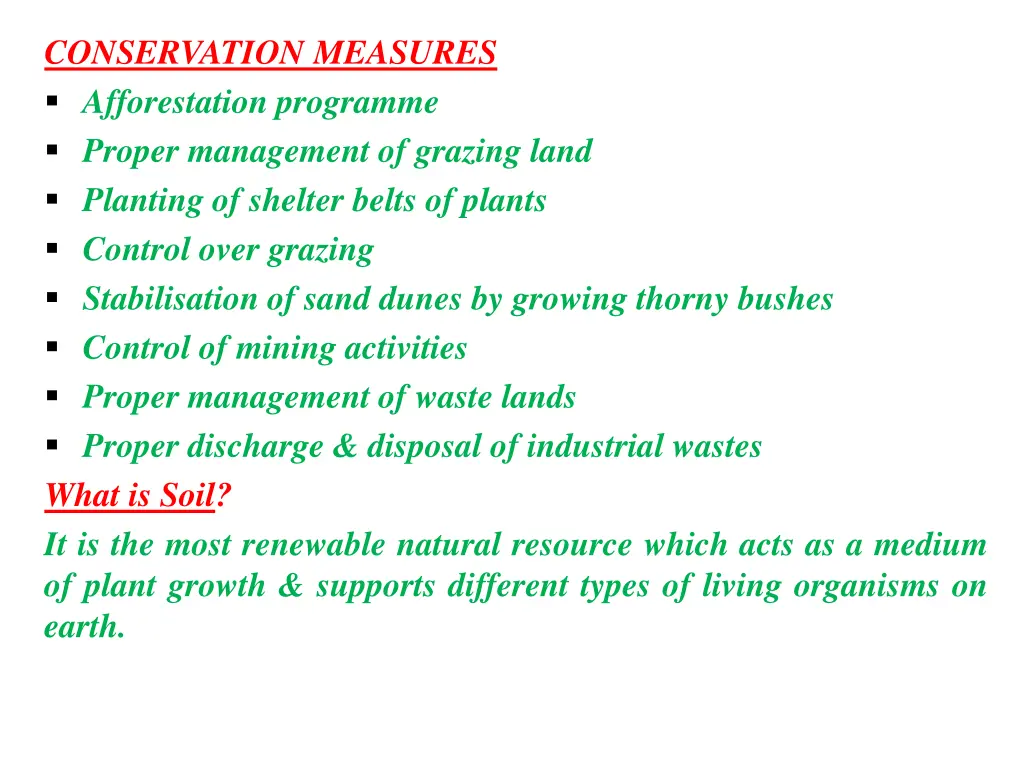 conservation measures afforestation programme