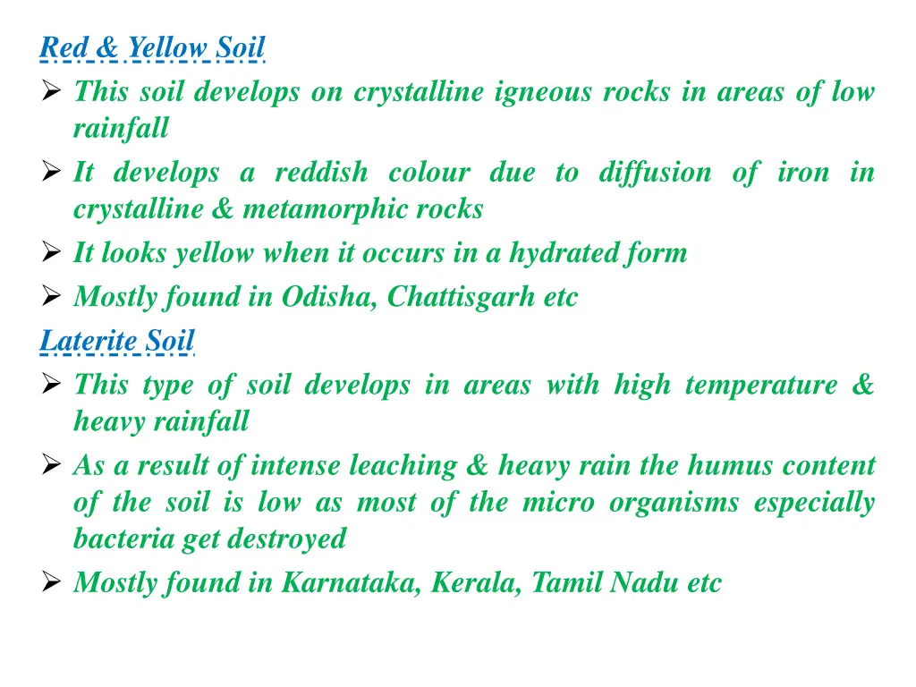 red yellow soil this soil develops on crystalline