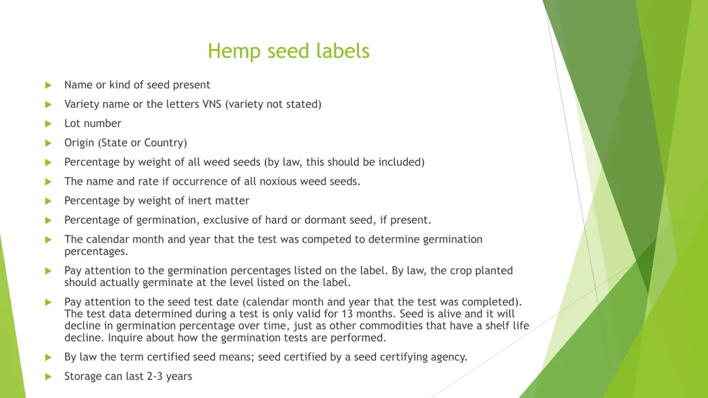 hemp seed labels