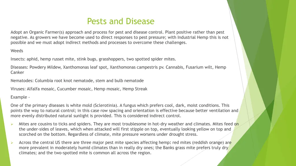 pests and disease