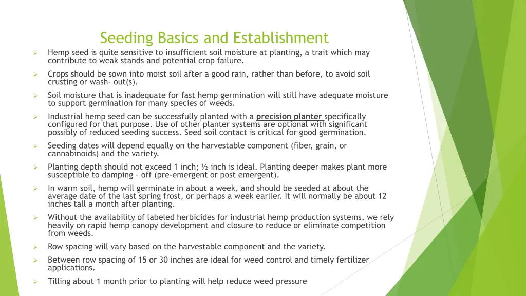 seeding basics and establishment hemp seed