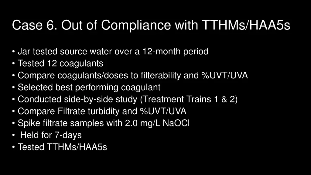 case 6 out of compliance with tthms haa5s