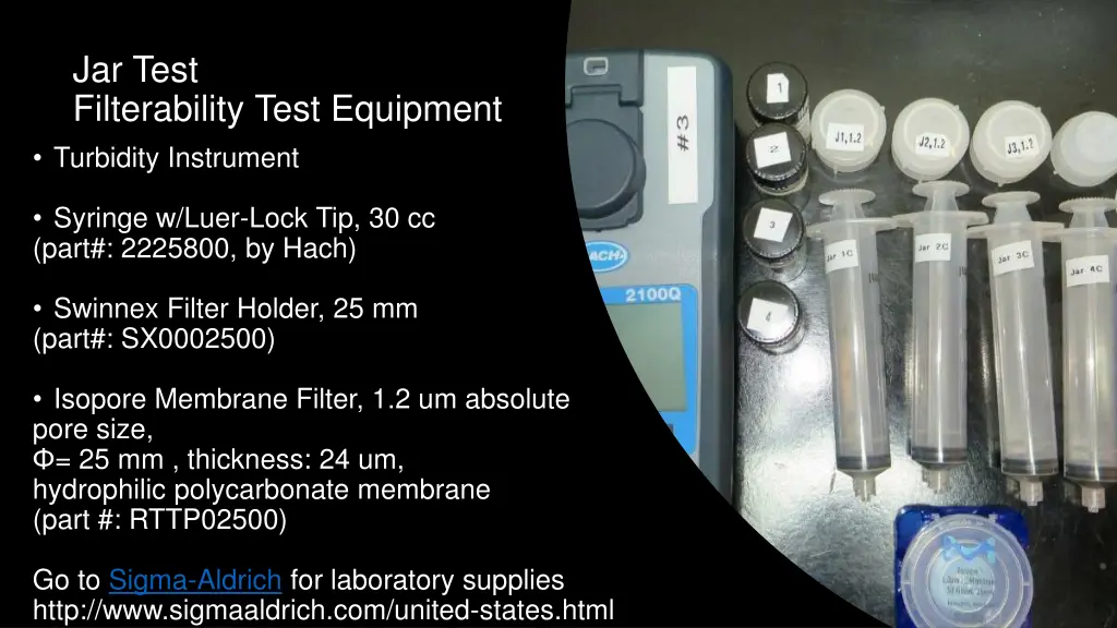 jar test filterability test equipment turbidity