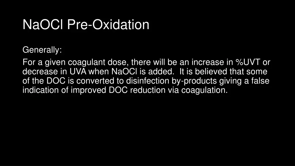 naocl pre oxidation