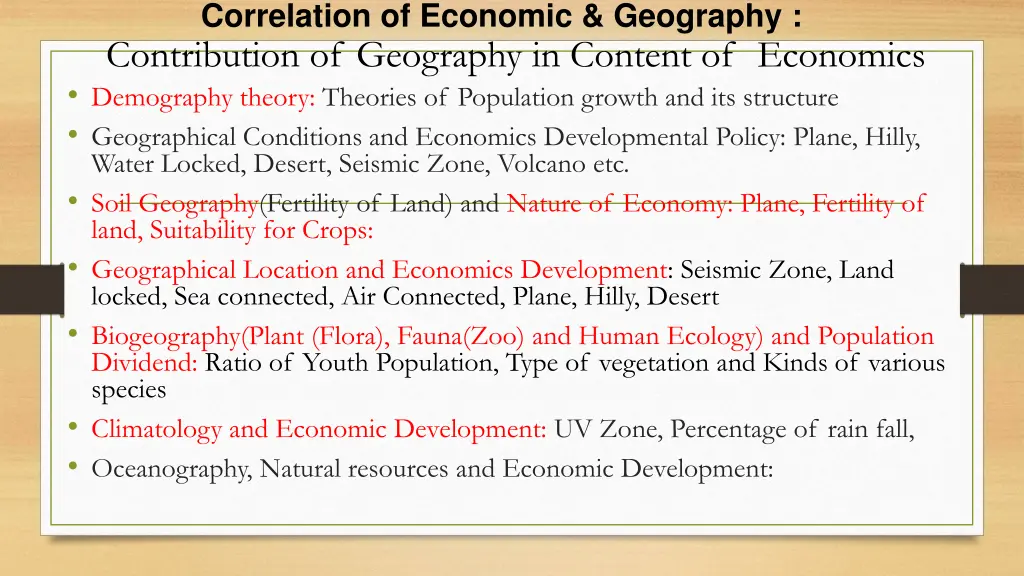 correlation of economic geography contribution