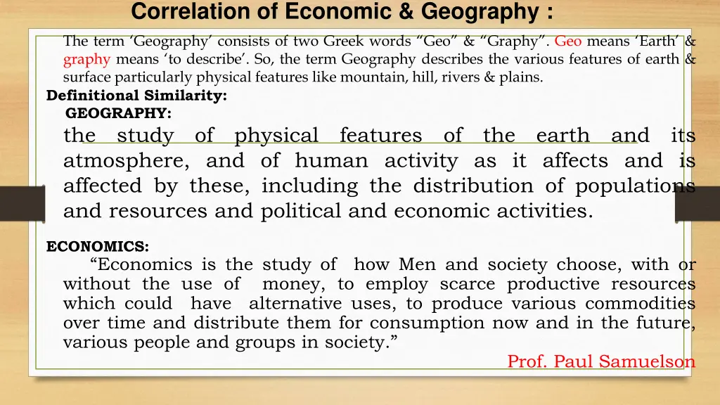 correlation of economic geography