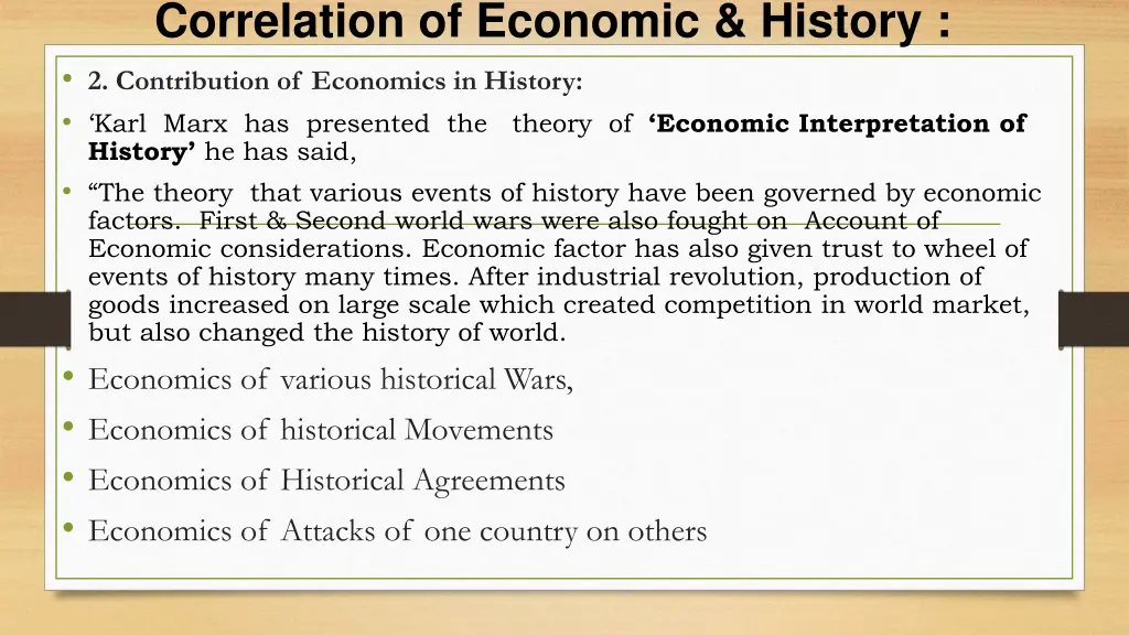 correlation of economic history 2 contribution