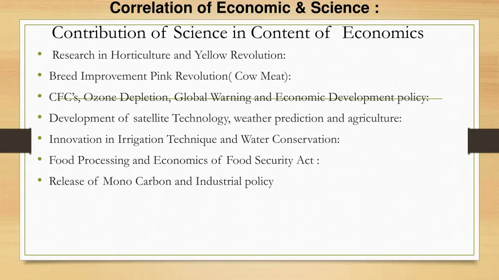 correlation of economic science 1