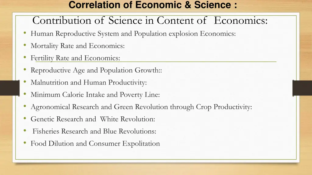 correlation of economic science