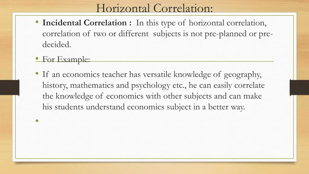 horizontal correlation