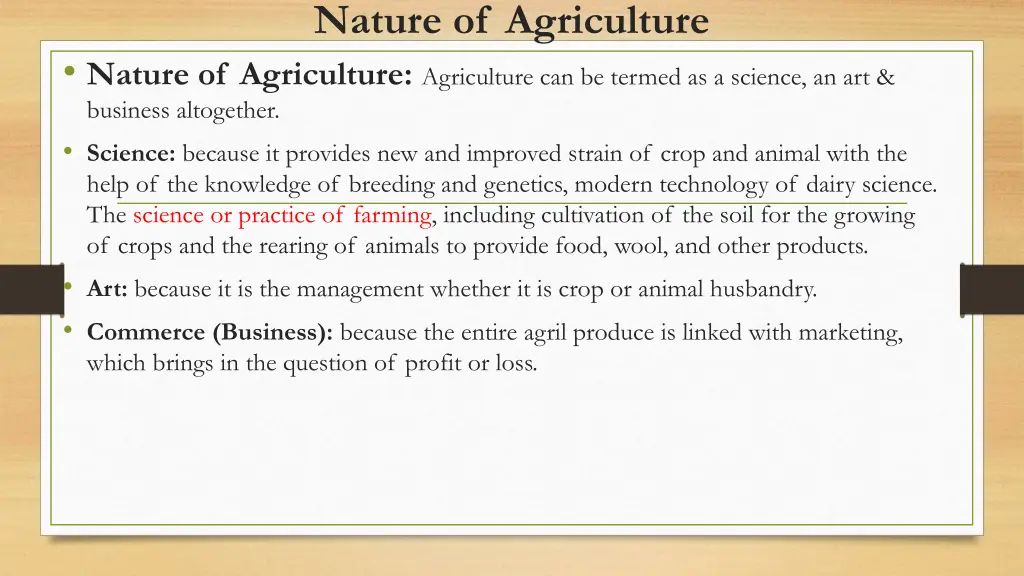 nature of agriculture