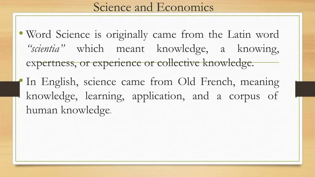 science and economics