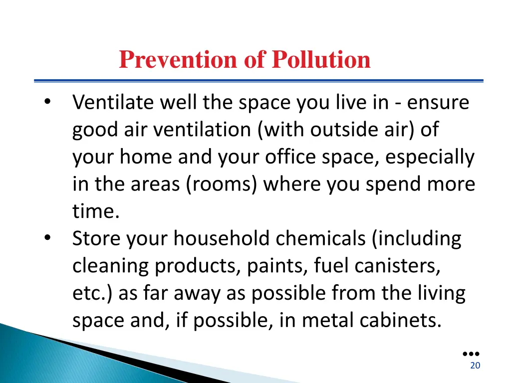 prevention of pollution