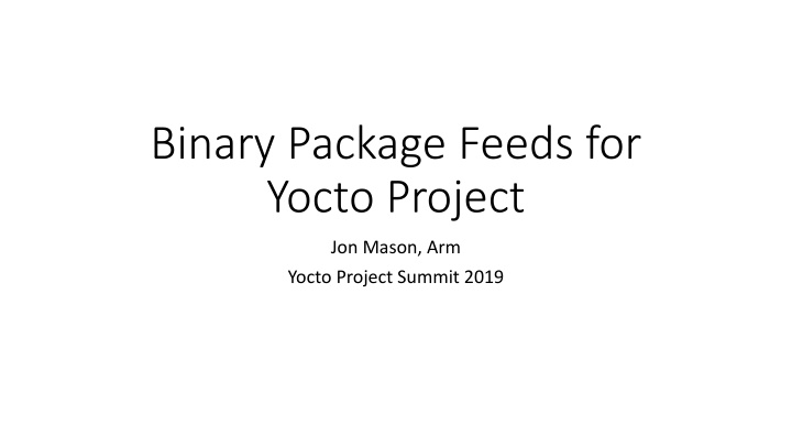 binary package feeds for yocto project