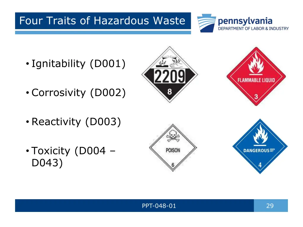 four traits of hazardous waste