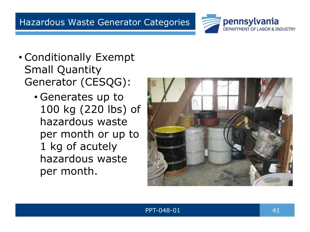 hazardous waste generator categories