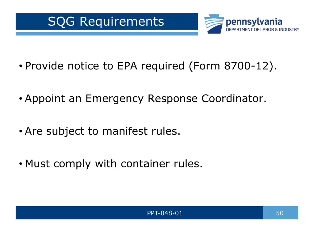 sqg requirements 1