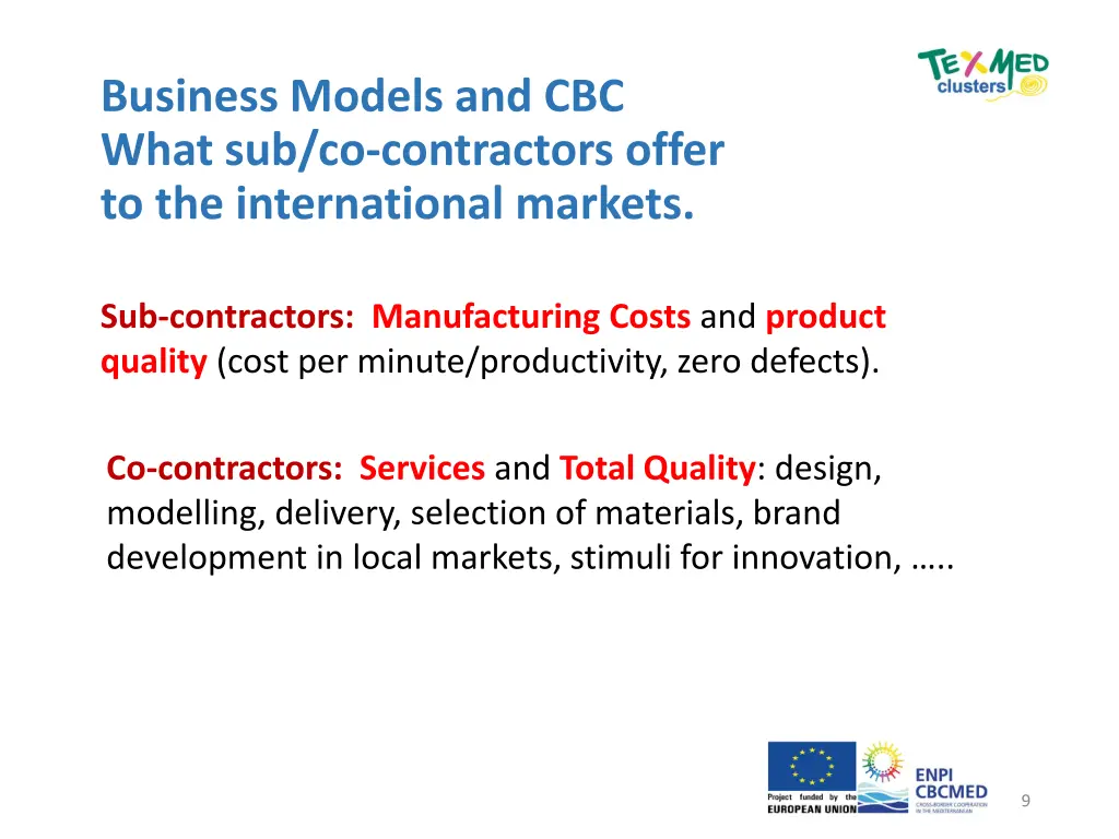 business models and cbc what sub co contractors