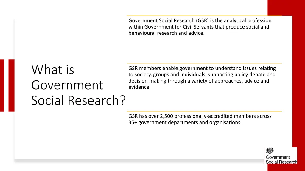 government social research gsr is the analytical