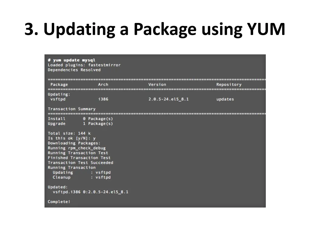 3 updating a package using yum