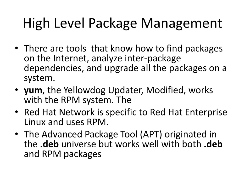 high level package management