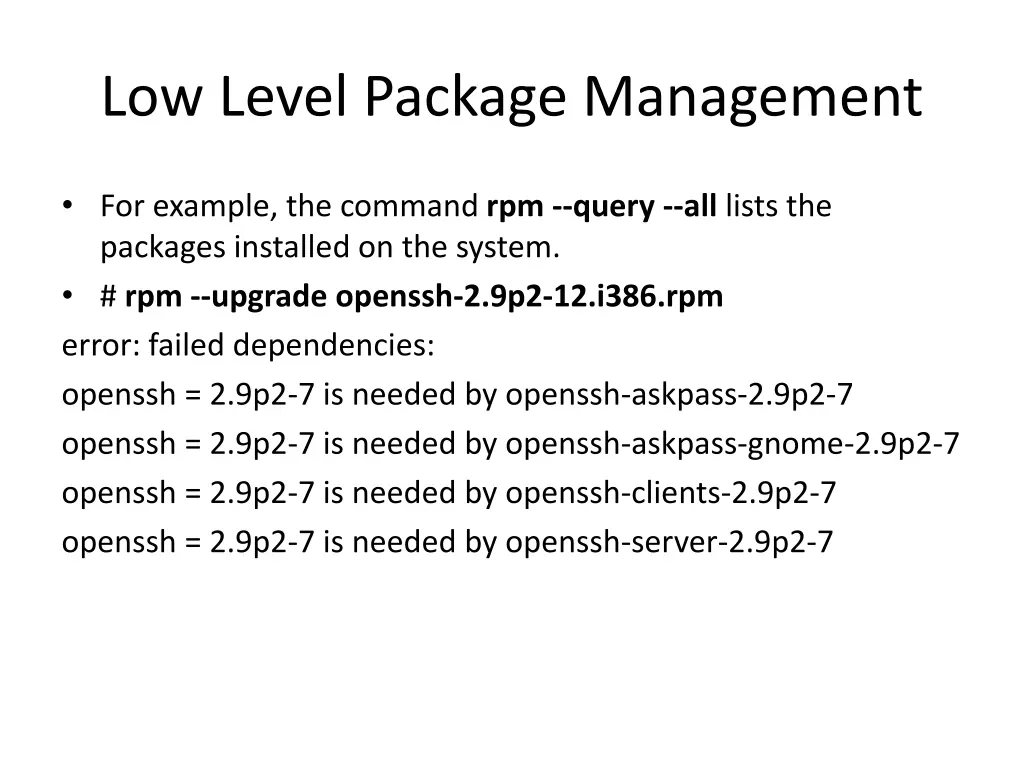 low level package management 1