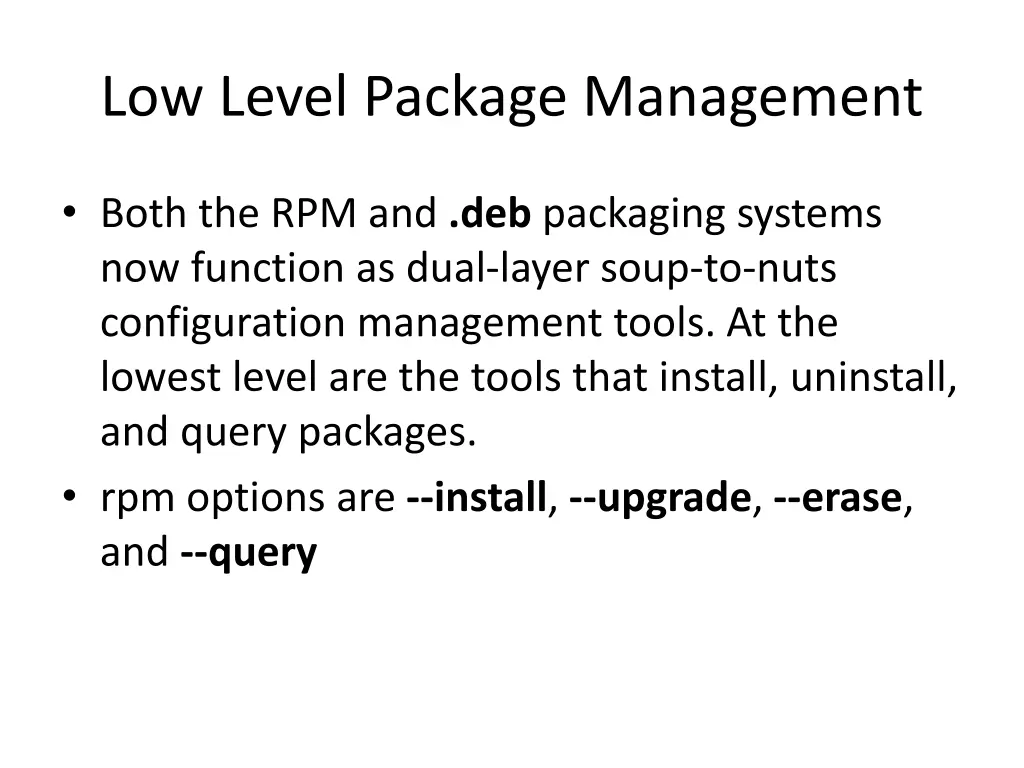 low level package management