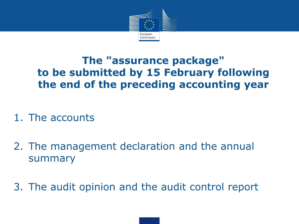 the assurance package to be submitted