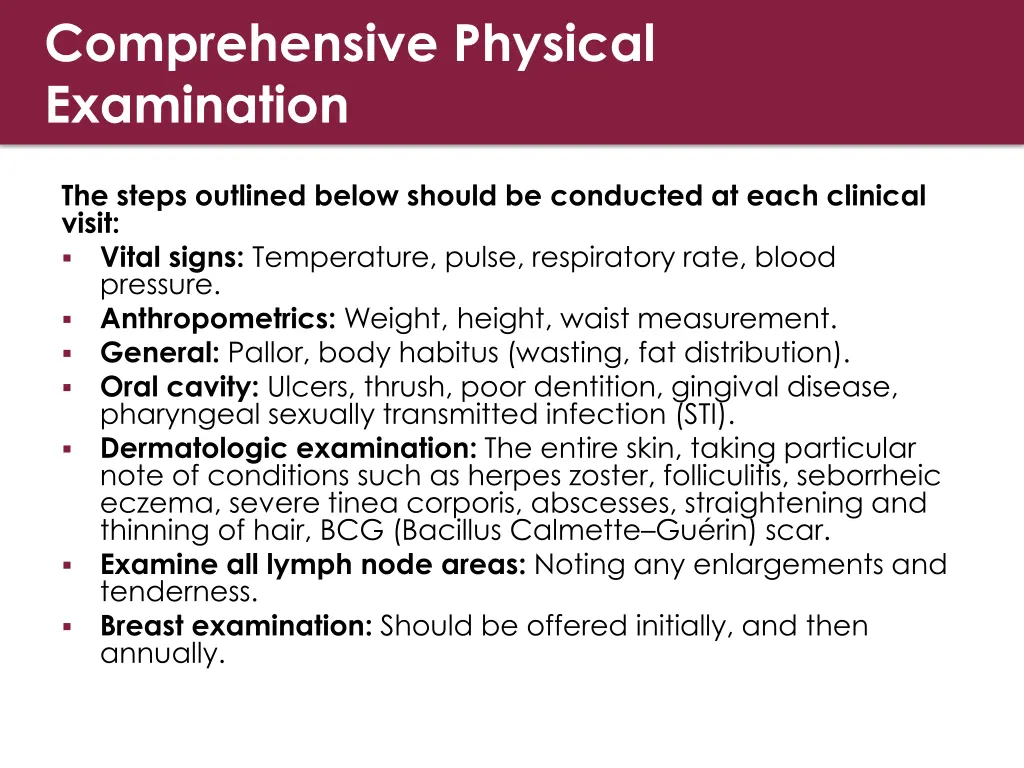 comprehensive physical examination