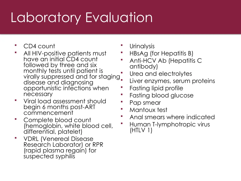 laboratory evaluation