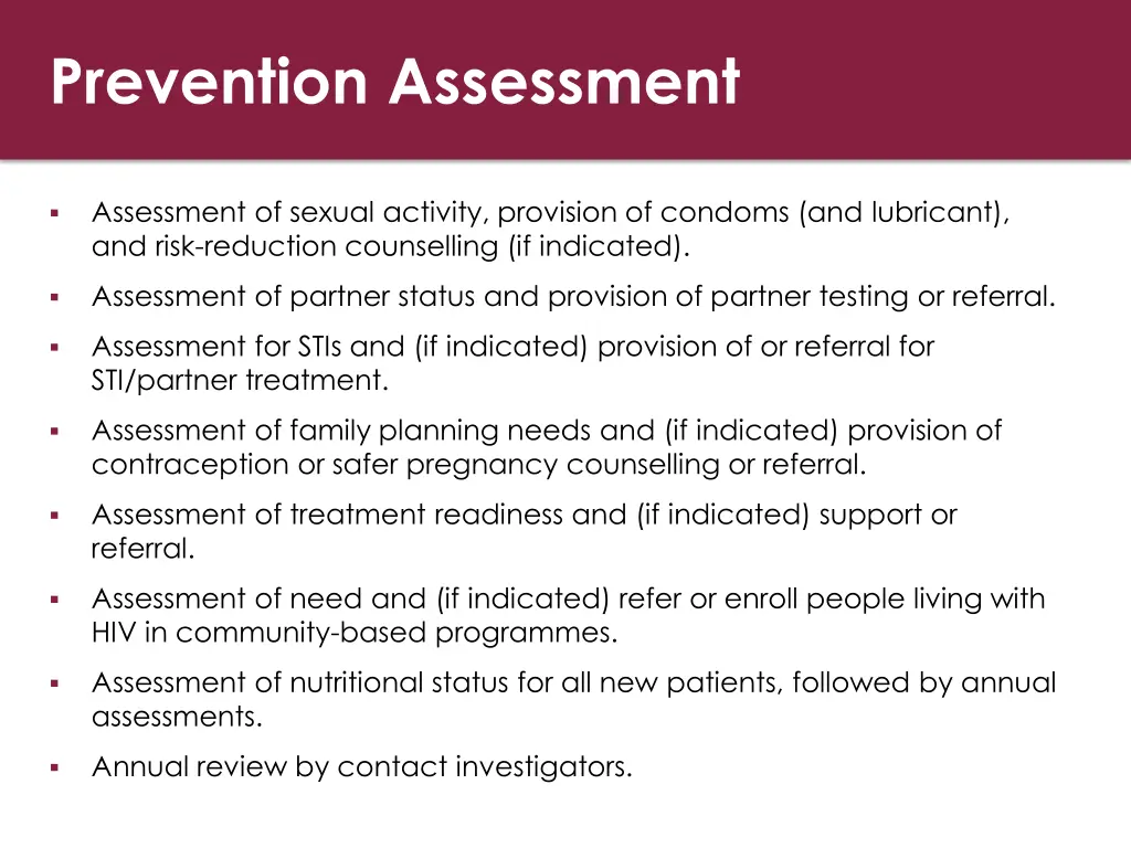 prevention assessment