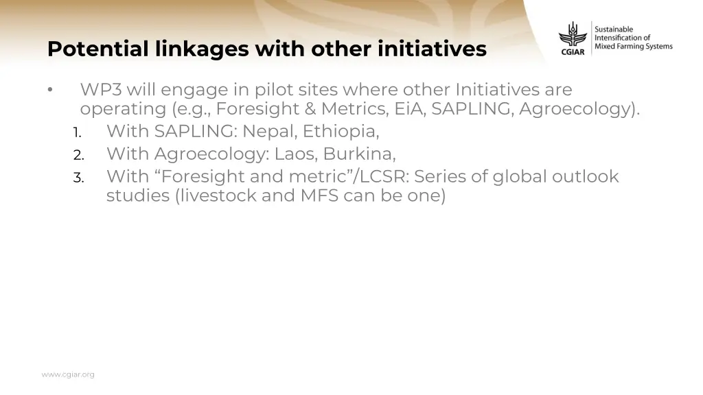 potential linkages with other initiatives