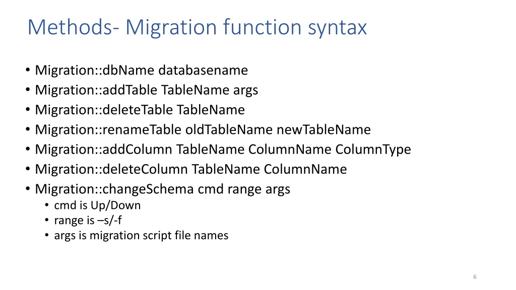 methods migration function syntax