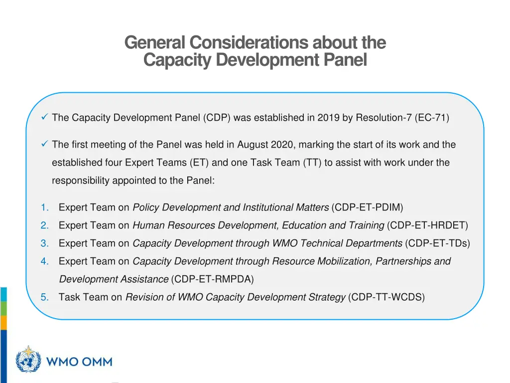 general considerations about the capacity