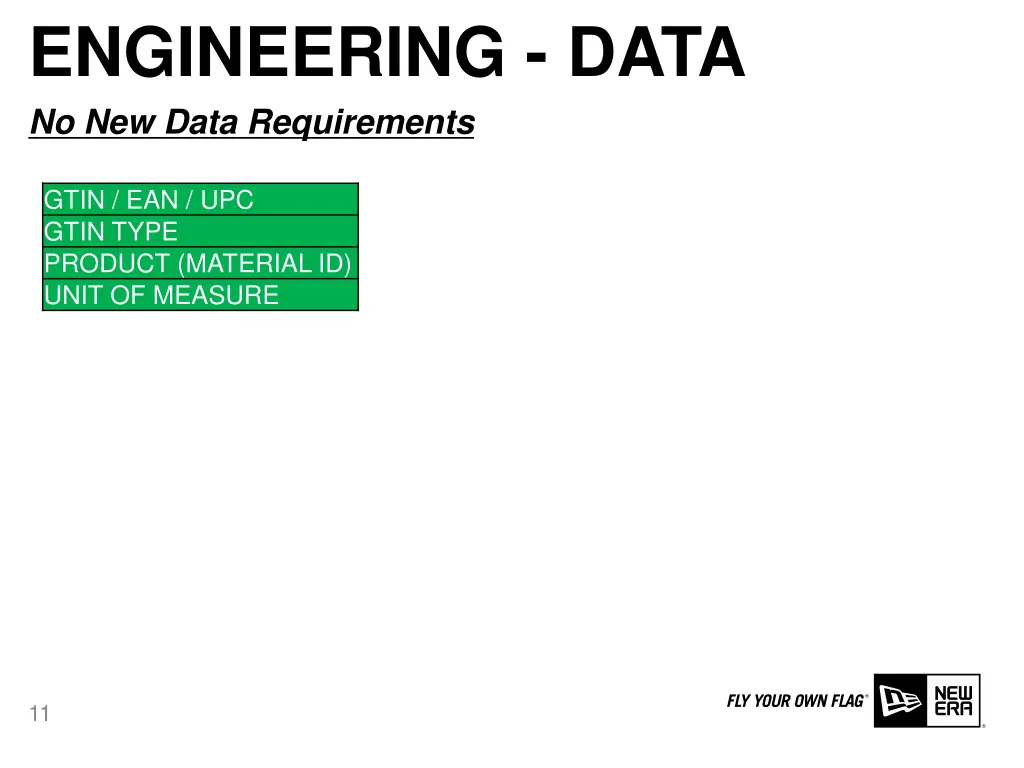 engineering data no new data requirements