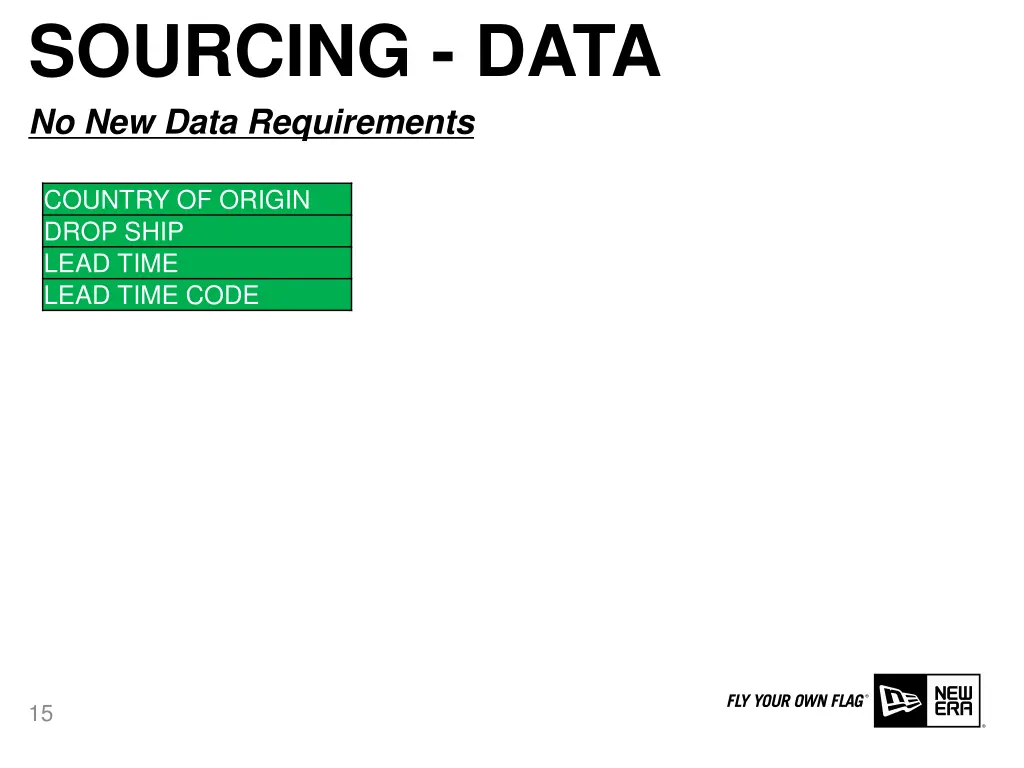 sourcing data no new data requirements