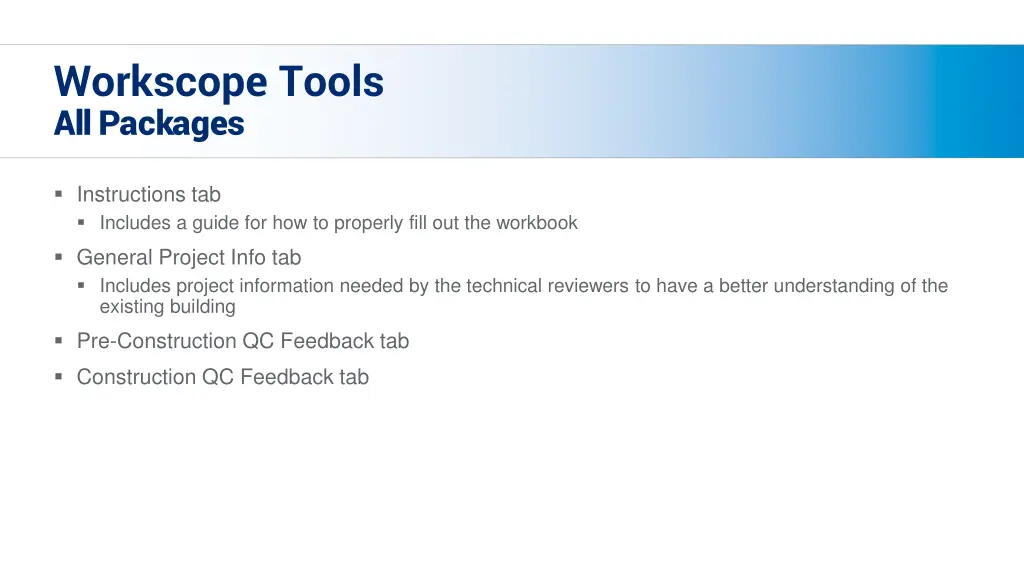 workscope tools all packages